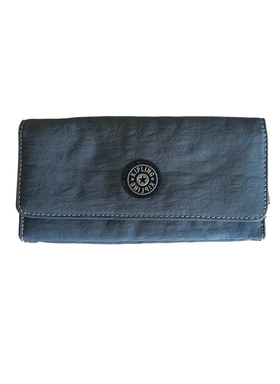 Kipling Teddi Wallet Dusty Blue Trifold Continental Nylon Envelope